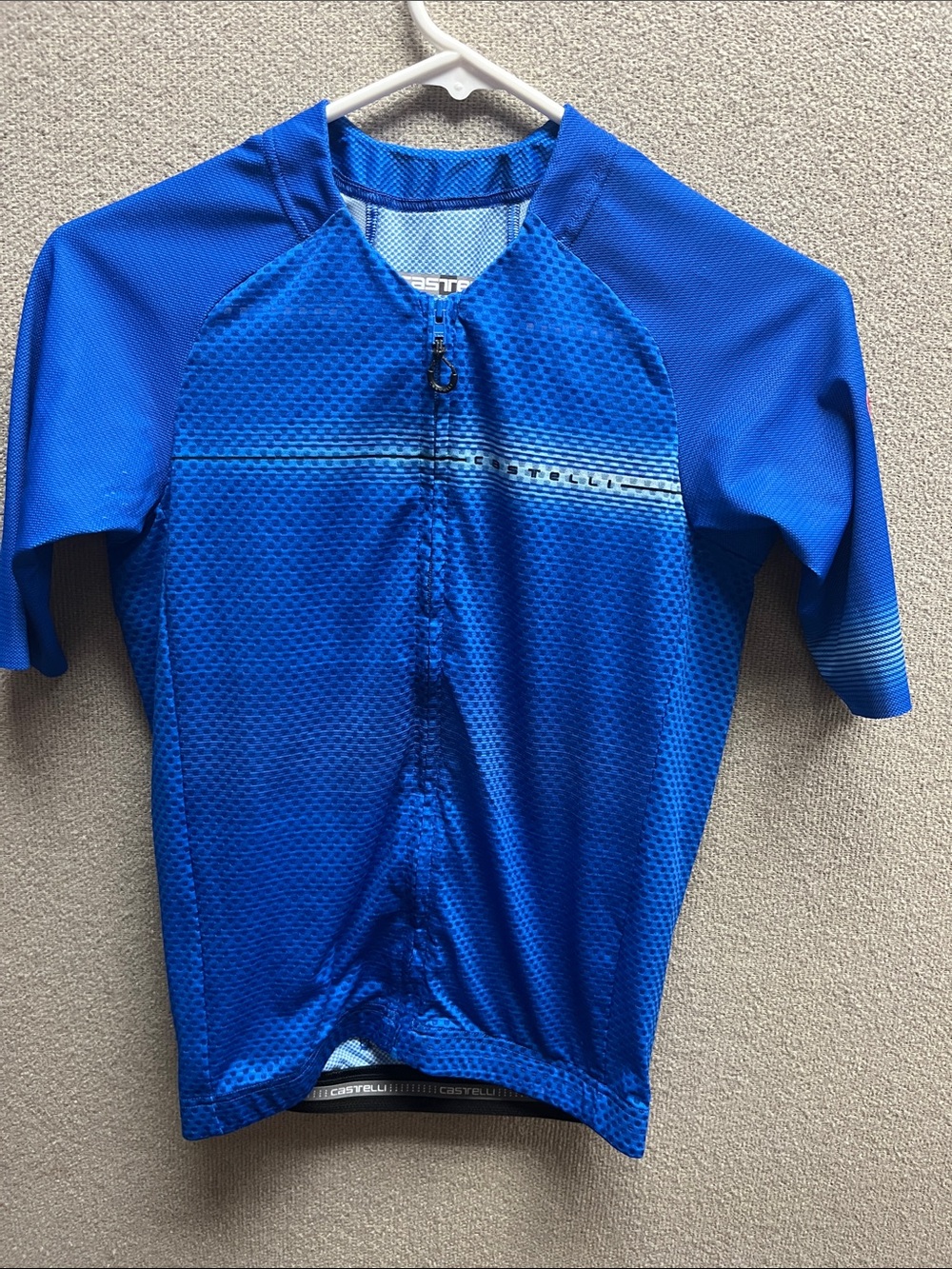 Castelli Men's Electric Blue Cycling Jersey with Full Zip-Medium
